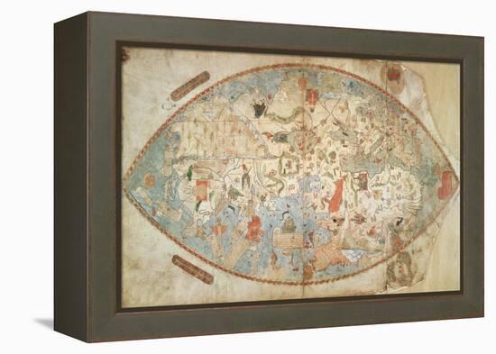 World Map, Manuscript, Created in Genova, 1457-null-Framed Premier Image Canvas