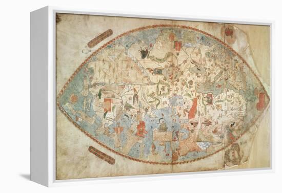 World Map, Manuscript, Created in Genova, 1457-null-Framed Premier Image Canvas