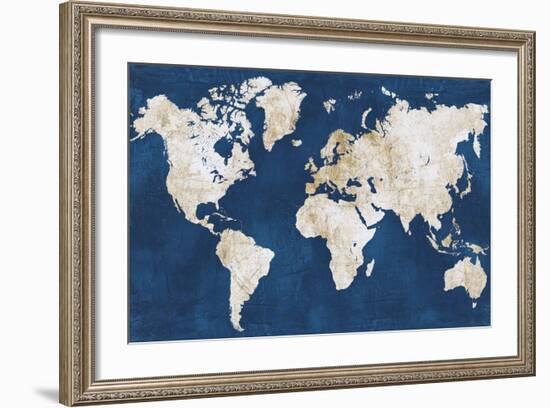 World Map NavyGold-Alicia Vidal-Framed Art Print