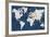 World Map NavyGold-Alicia Vidal-Framed Art Print