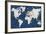 World Map NavyGold-Alicia Vidal-Framed Art Print