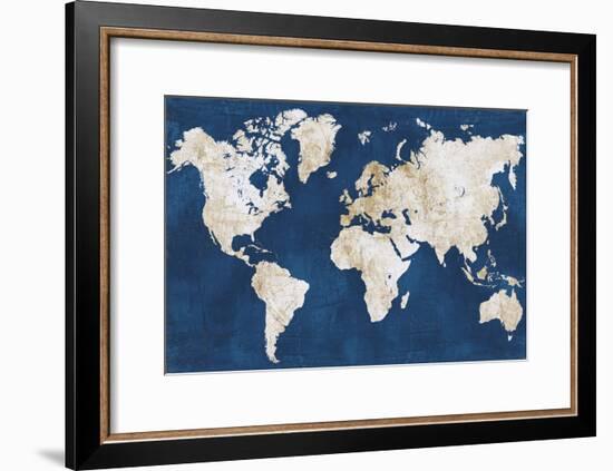 World Map NavyGold-Alicia Vidal-Framed Art Print