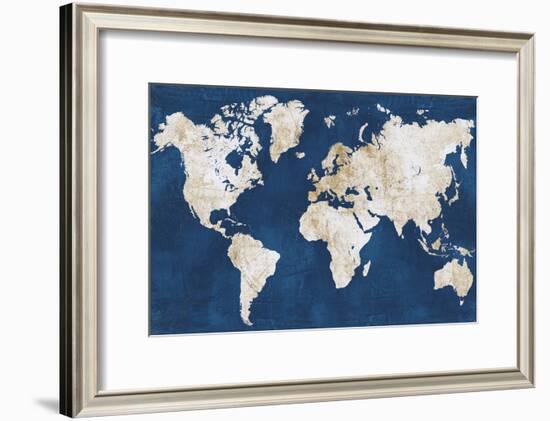 World Map NavyGold-Alicia Vidal-Framed Art Print