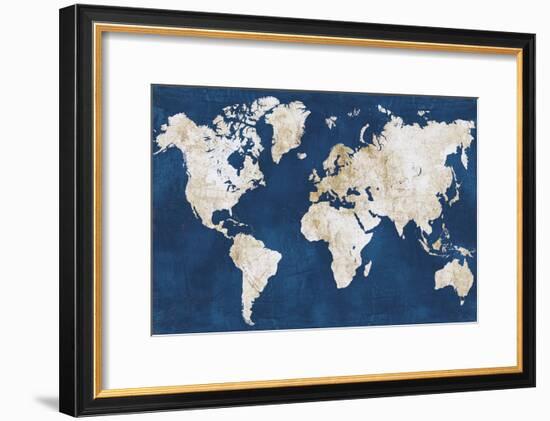 World Map NavyGold-Alicia Vidal-Framed Art Print