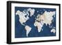 World Map NavyGold-Alicia Vidal-Framed Art Print