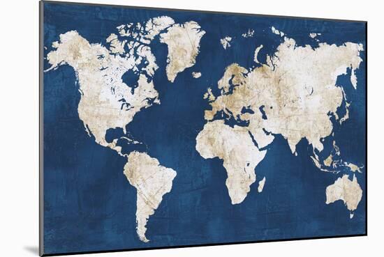 World Map NavyGold-Alicia Vidal-Mounted Art Print