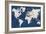 World Map NavyGold-Alicia Vidal-Framed Premium Giclee Print