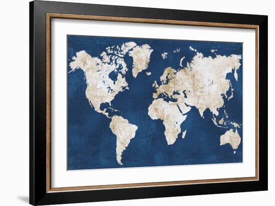 World Map NavyGold-Alicia Vidal-Framed Premium Giclee Print