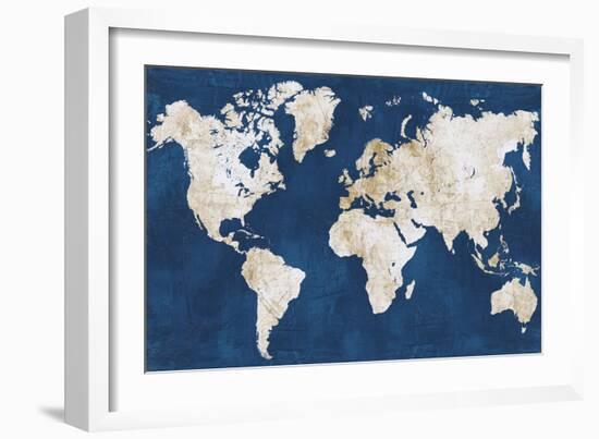 World Map NavyGold-Alicia Vidal-Framed Premium Giclee Print