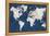 World Map NavyGold-Alicia Vidal-Framed Stretched Canvas