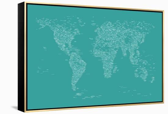 World Map of Cities-Michael Tompsett-Framed Stretched Canvas