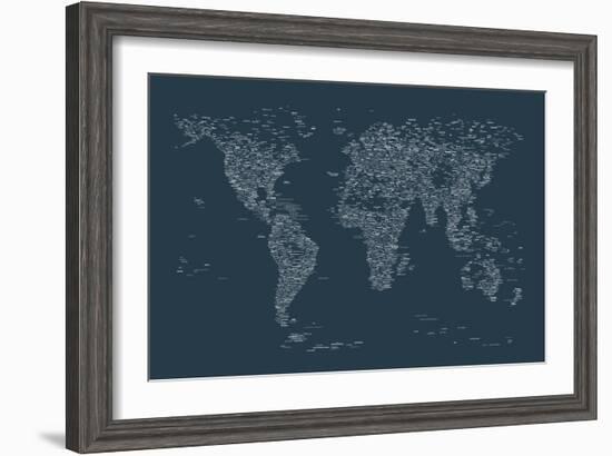 World Map of Cities-Michael Tompsett-Framed Art Print