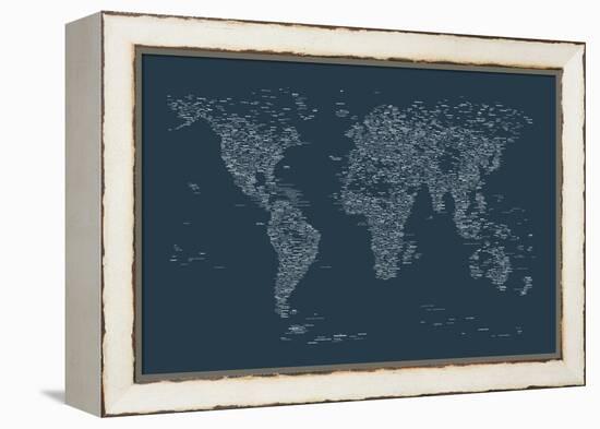 World Map of Cities-Michael Tompsett-Framed Stretched Canvas