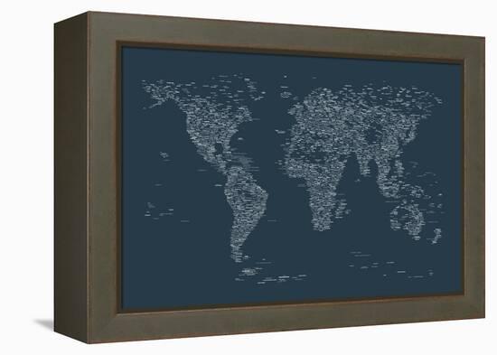 World Map of Cities-Michael Tompsett-Framed Stretched Canvas