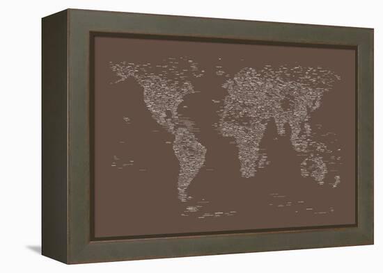 World Map of Cities-Michael Tompsett-Framed Stretched Canvas