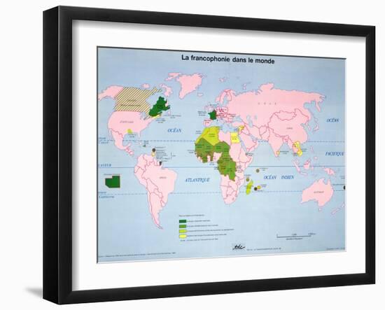 World Map of French-Speaking Countries, 1985-null-Framed Giclee Print