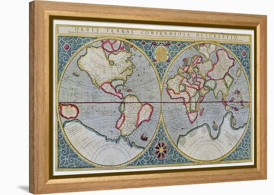 World Map of Mercator (1587) - after “Gerardi Mercatoris Atlas Sive Cosmographicae Meditationes De-Unknown Artist-Framed Premier Image Canvas