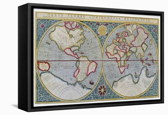 World Map of Mercator (1587) - after “Gerardi Mercatoris Atlas Sive Cosmographicae Meditationes De-Unknown Artist-Framed Premier Image Canvas