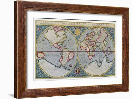 World Map of Mercator (1587) - after “Gerardi Mercatoris Atlas Sive Cosmographicae Meditationes De-Unknown Artist-Framed Giclee Print