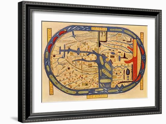 World Map of the Flat Earth Printed by Beatus Rhenanus Bildaus Rheinau, 16th Century-null-Framed Giclee Print