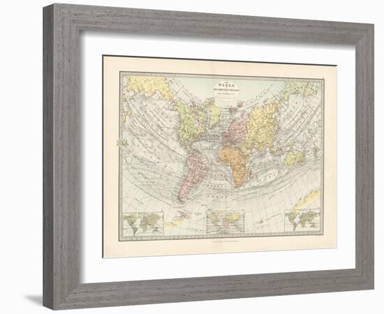 World Map on Sir J. Herschel's Projection 1881-The Vintage Collection-Framed Giclee Print