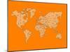 World Map Orange 1-NaxArt-Mounted Art Print