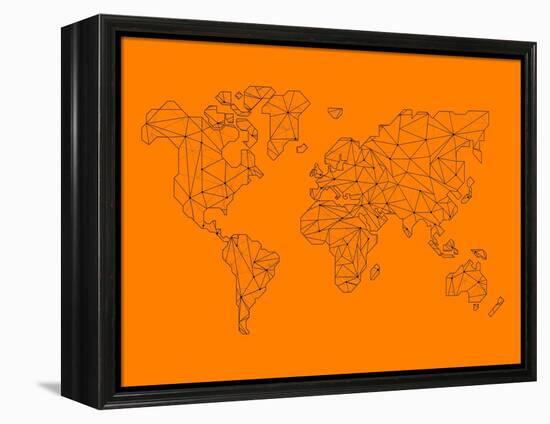 World Map Orange 2-NaxArt-Framed Stretched Canvas