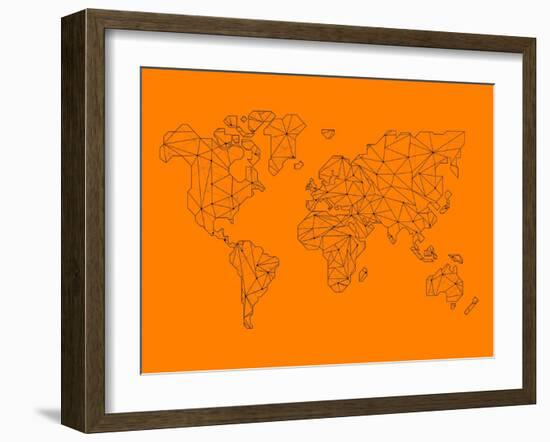 World Map Orange 2-NaxArt-Framed Art Print