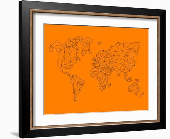 World Map Orange 2-NaxArt-Framed Art Print