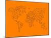 World Map Orange 2-NaxArt-Mounted Art Print