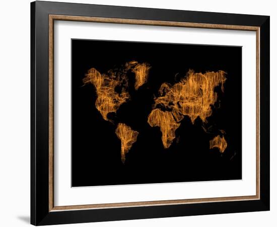 World Map Orange Drawing-NaxArt-Framed Art Print