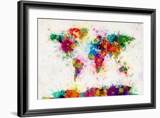 World Map Paint Splashes-Michael Tompsett-Framed Art Print