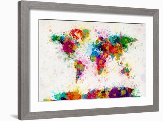 World Map Paint Splashes-Michael Tompsett-Framed Art Print