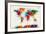 World Map Paint Splashes-Michael Tompsett-Framed Art Print