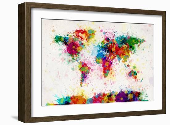 World Map Paint Splashes-Michael Tompsett-Framed Premium Giclee Print