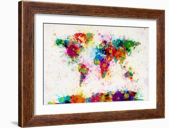 World Map Paint Splashes-Michael Tompsett-Framed Premium Giclee Print