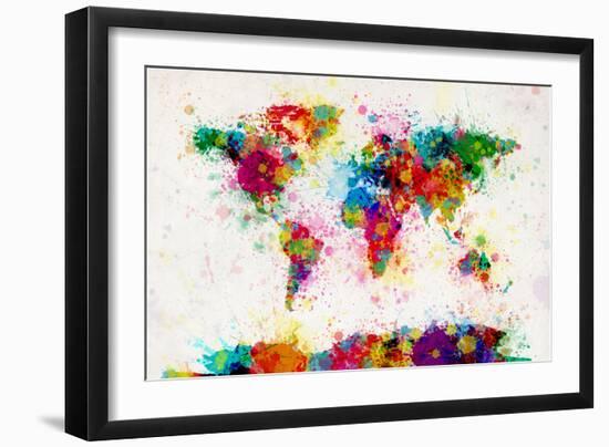 World Map Paint Splashes-Michael Tompsett-Framed Premium Giclee Print