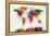 World Map Paint Splashes-Michael Tompsett-Framed Stretched Canvas