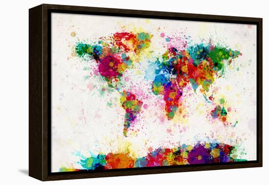 World Map Paint Splashes-Michael Tompsett-Framed Stretched Canvas