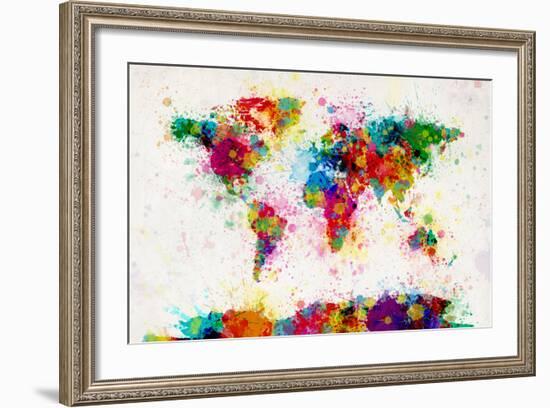 World Map Paint Splashes-Michael Tompsett-Framed Premium Giclee Print