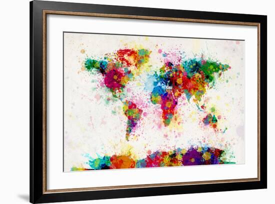 World Map Paint Splashes-Michael Tompsett-Framed Premium Giclee Print