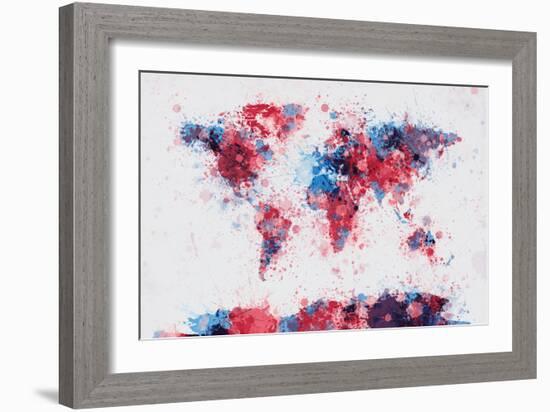 World Map Paint Splashes-Michael Tompsett-Framed Art Print