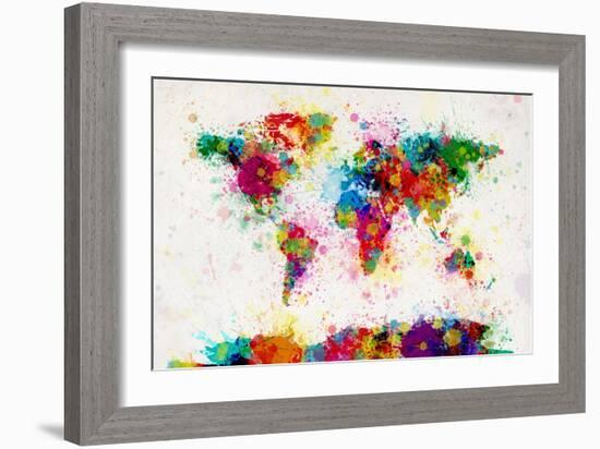 World Map Paint Splashes-Michael Tompsett-Framed Premium Giclee Print