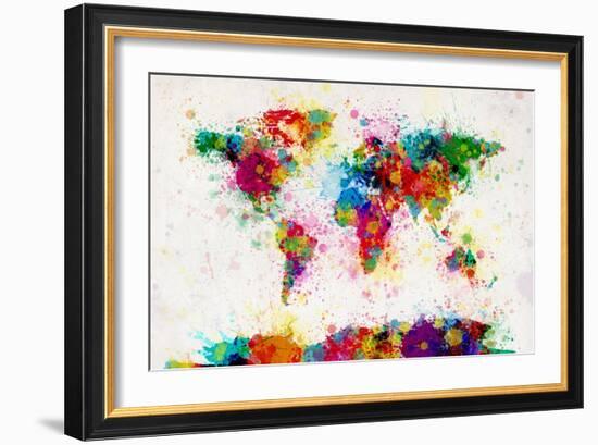 World Map Paint Splashes-Michael Tompsett-Framed Premium Giclee Print