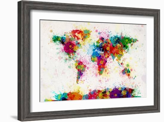 World Map Paint Splashes-Michael Tompsett-Framed Art Print