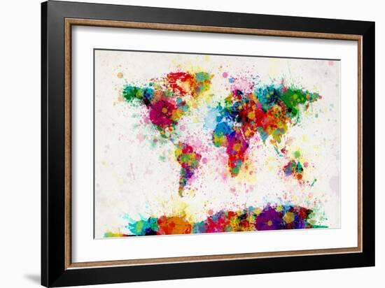 World Map Paint Splashes-Michael Tompsett-Framed Art Print