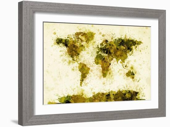 World Map Paint Splashes-Michael Tompsett-Framed Art Print