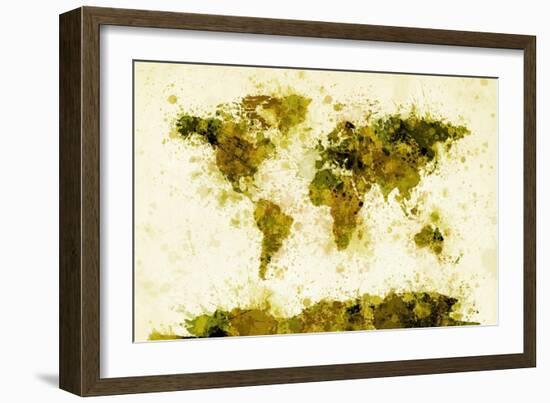 World Map Paint Splashes-Michael Tompsett-Framed Art Print