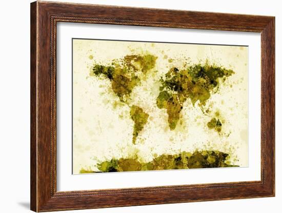 World Map Paint Splashes-Michael Tompsett-Framed Art Print