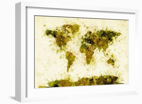 World Map Paint Splashes-Michael Tompsett-Framed Art Print